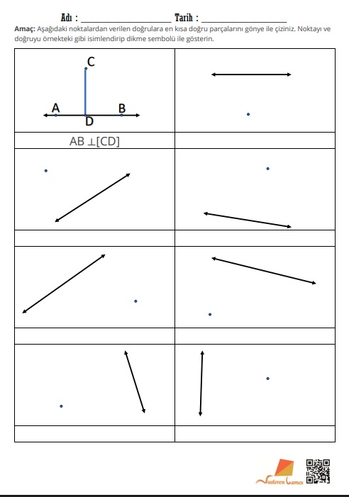 Bir noktadan bir doğruya dikme çizme çalışması